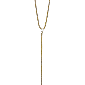 Gold Clear Stone Lariat Tennis Necklace