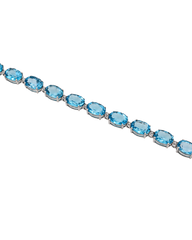 Blue Topaz Oval Diamond Tennis Bracelet 14k