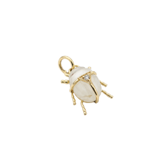 White Beetle Diamond Gold Charm 14k