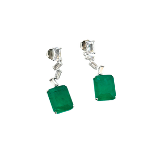 Zigzag Emerald Diamond Earrings