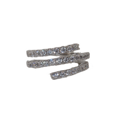 Silver Diamond Spiral Ring
