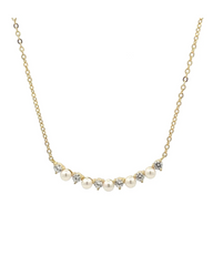 Round Mini Diamonds and Pearl Gold Necklace