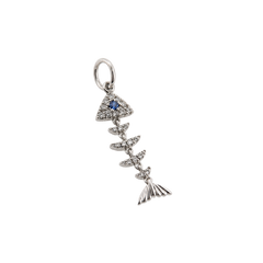 Diamond Skeleton Fish Charm 14k