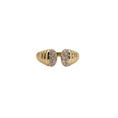 Flutted Croissant Diamond Ring 14k