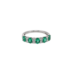Emerald and Diamond White Gold Band 18k