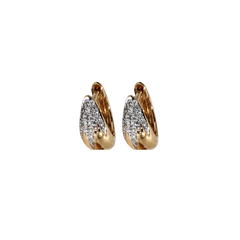 Mini Diamond Inlay Gold Hoops 14k