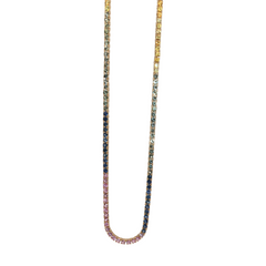 Rainbow Tennis Necklace 14k