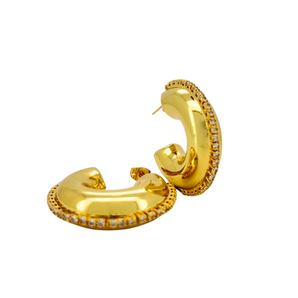 Half Bold Gold Hoops Earrings