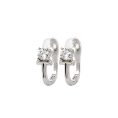 Silver Round Zircon Plain Hoop