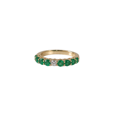 Emerald and Diamond Half Band 14k