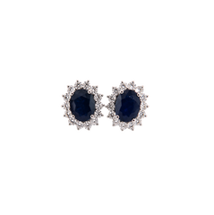 Sapphire-Diamond Halo Studs