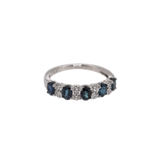 Sapphire and Diamond White Gold Band 18k