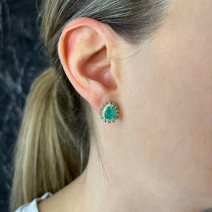 Pear Paraiba and Turquoise Studs