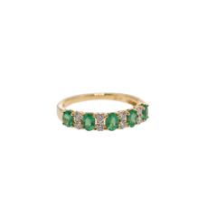 Emerald and Diamond Yellow Gold Band 18k