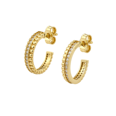 Half Open Zircon Double Row Hoops