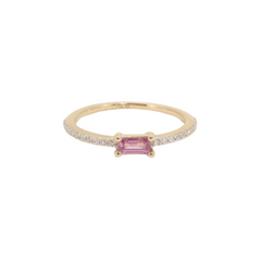 Pink Sapphire Birthstone Diamond Ring 14k