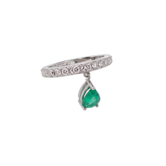 Hanging Emerald Pear Diamond Ring