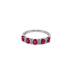 Ruby and Diamond White Gold Band 18k