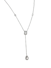 Silver Diamond Lariat Necklace