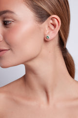 Oval Emerald Diamond Stud 14k