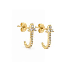 Gold Pave Half Open Zircon Studs
