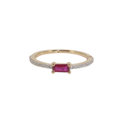 Ruby Birthstone Diamond Ring 14k