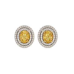 Round Yellow Diamond Hallo Studs 18k