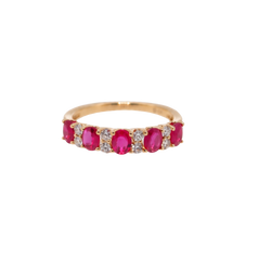 Ruby and Diamond Yellow Gold Band 18k