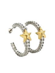Half Big Diamond Star Hoop
