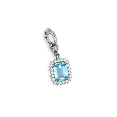 Aquamarine Diamond Charm 14k