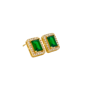 Small Emerald Gold Studs
