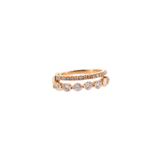 Double Diamond Row Yellow Gold Earcuff 14k