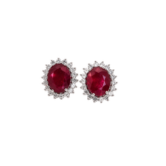 Ruby Halo White Gold Earrings