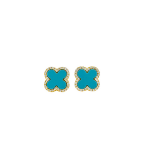 Turquoise Clover Studs