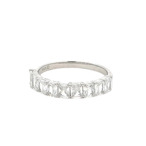 Clear Baguette Half Band Silver Ring