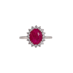 Oval Ruby Halo Ring 18k