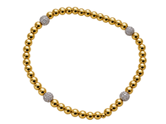 Gold Pisa and Spaced Pave Round Bracelet