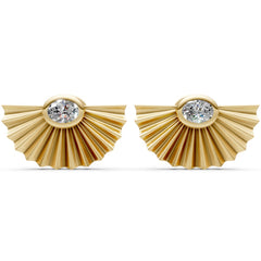 Gold Oval Diamond Stud 14K