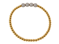 Gold Pisa and Pave Round Bracelet