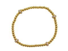 Gold Pisa and Pave Cilinder Bracelet