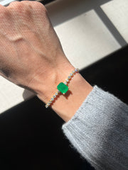 Big Emerald Stone with Round Bezel Chain