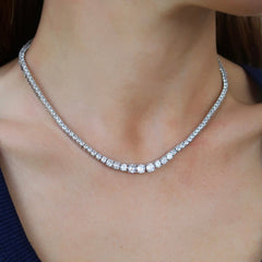 Round Rivera Silver Tennis Necklace (2.5mm - 5mm)