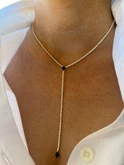 Gold Sapphire Tennis Lariat Necklace