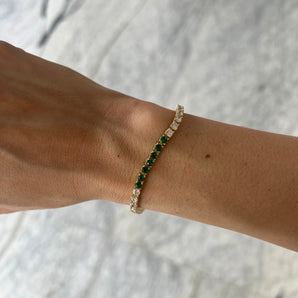 Emerald & Diamond Gold Tennis Bracelet