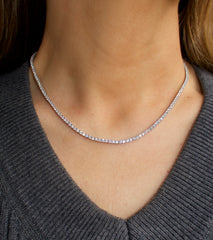Silver Round Tennis Necklace (2mm)