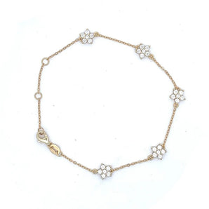 Diamond Flower Gold Chain Bracelet