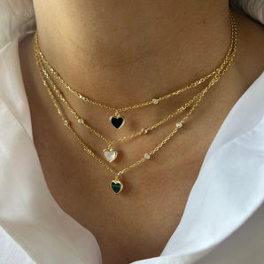 Heart Choker & Round Diamond Necklace