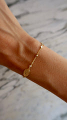 Cross and Medal Gold Bracelet