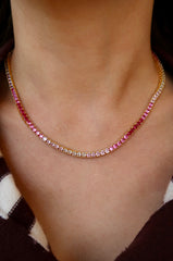 3mm Pink Gradient Tennis Necklace
