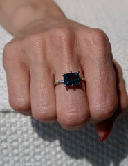 London Blue Topaz Emerald Cut Ring 18k
